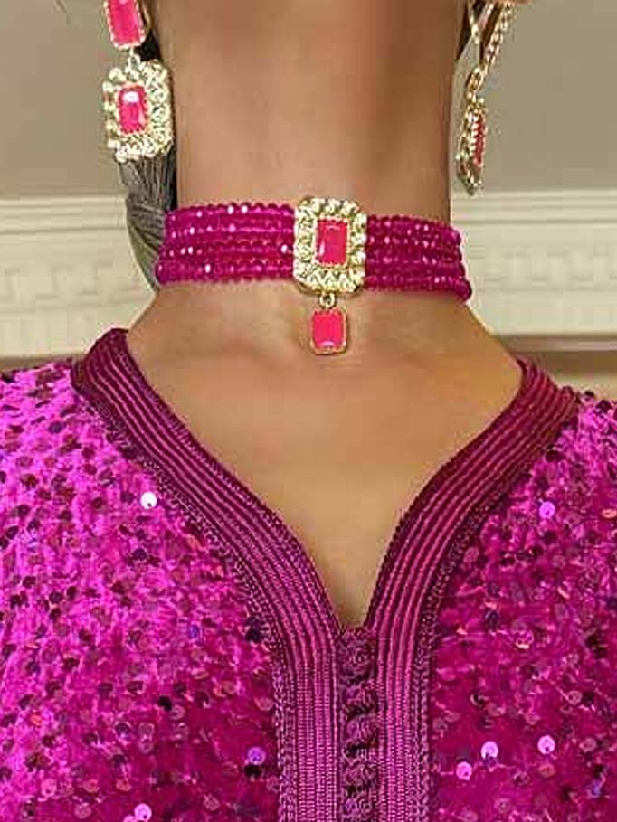 Fuchsia Pink Necklace & Earrings Set Fuchsia Pink Necklace & Earrings Set - Image 1